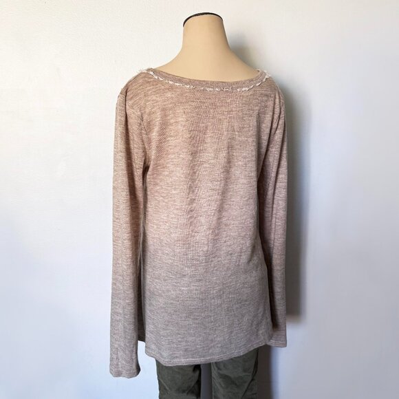 size SMALL tan cardigan MISS ME lace rhinestones embellished button up ombre S - Picture 2 of 11